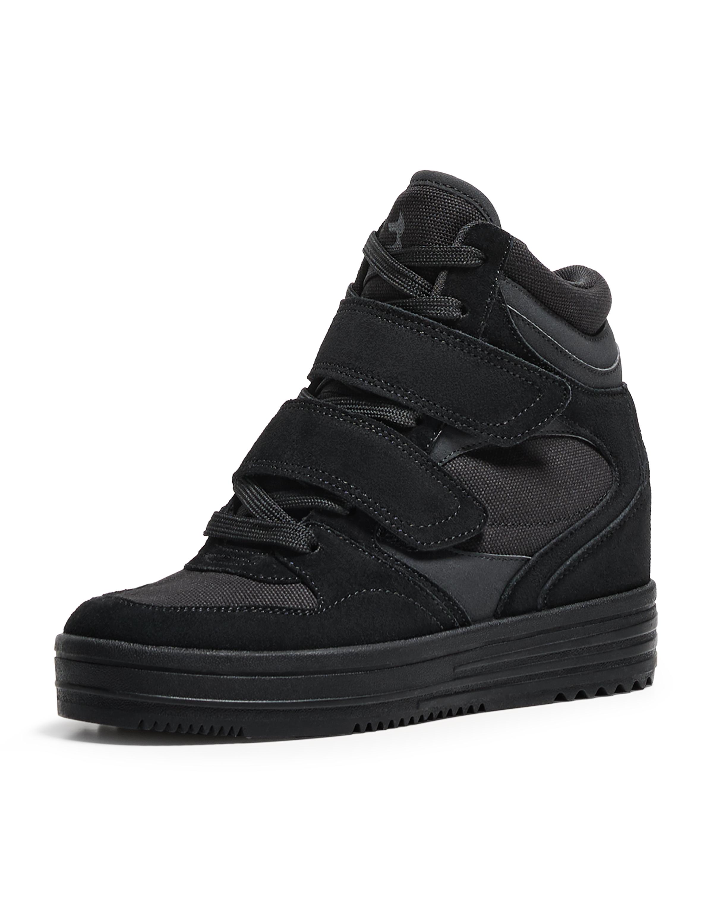 High-top sneakers with internal wedge — BLACK