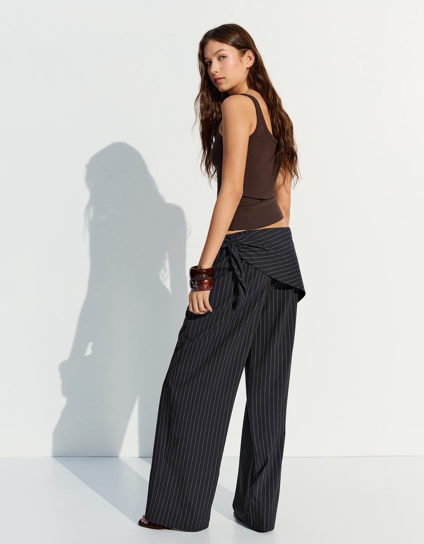 Pensli ve fularlı pantolon-Denizci mavisi