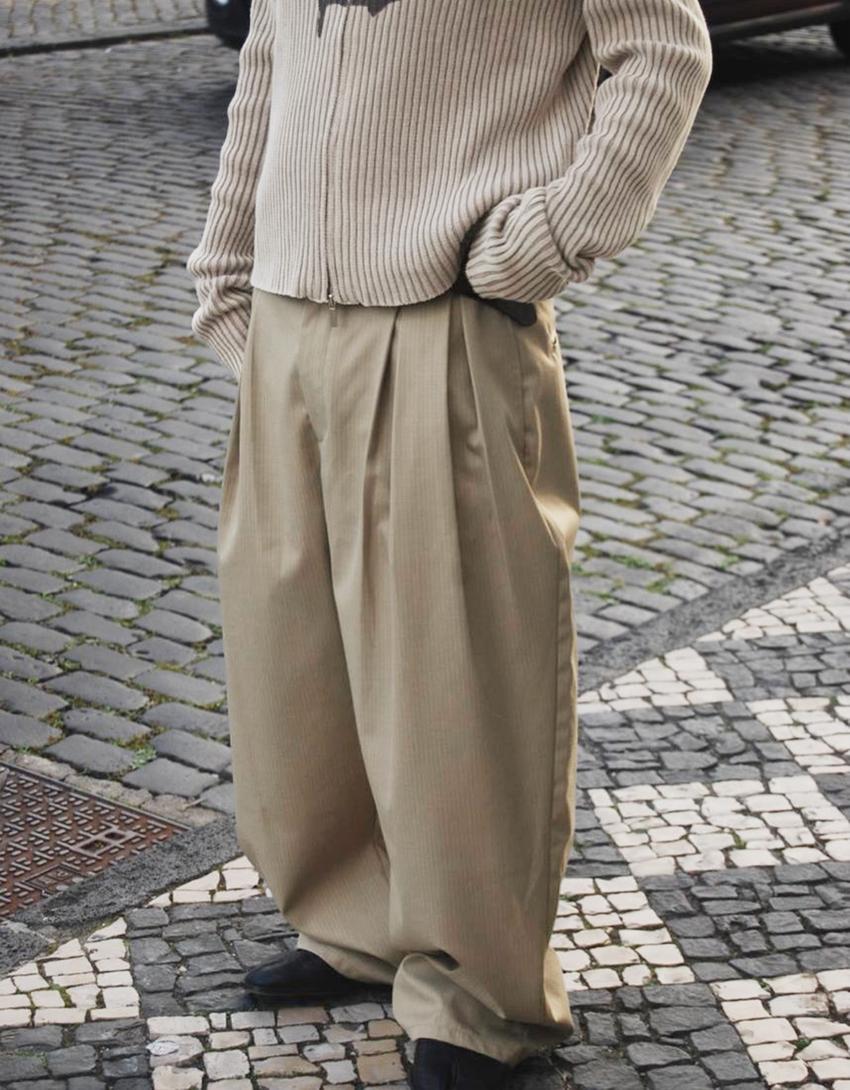 Tailored fit megabaggy trousers-Sand
