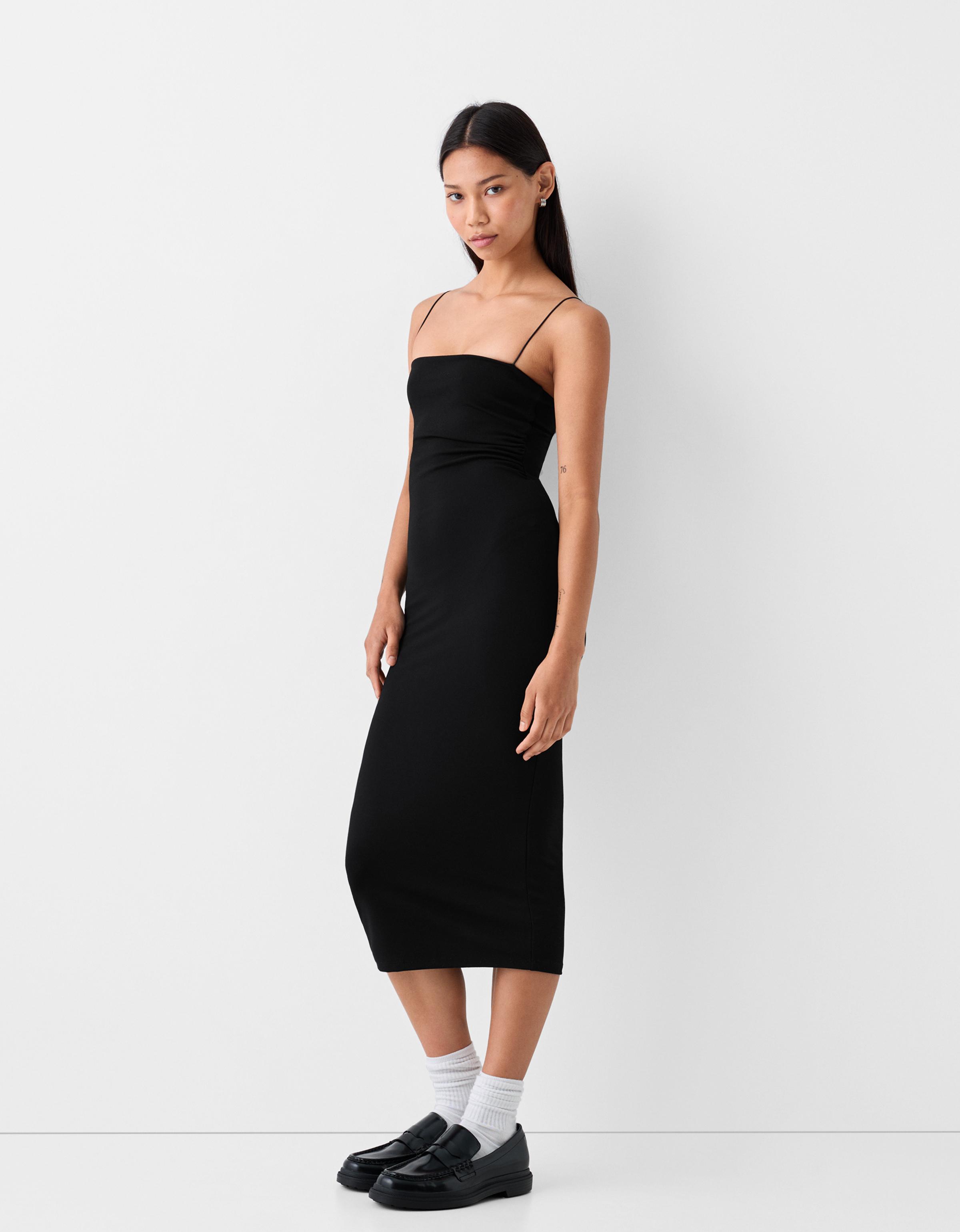 Black strappy midi dress hotsell