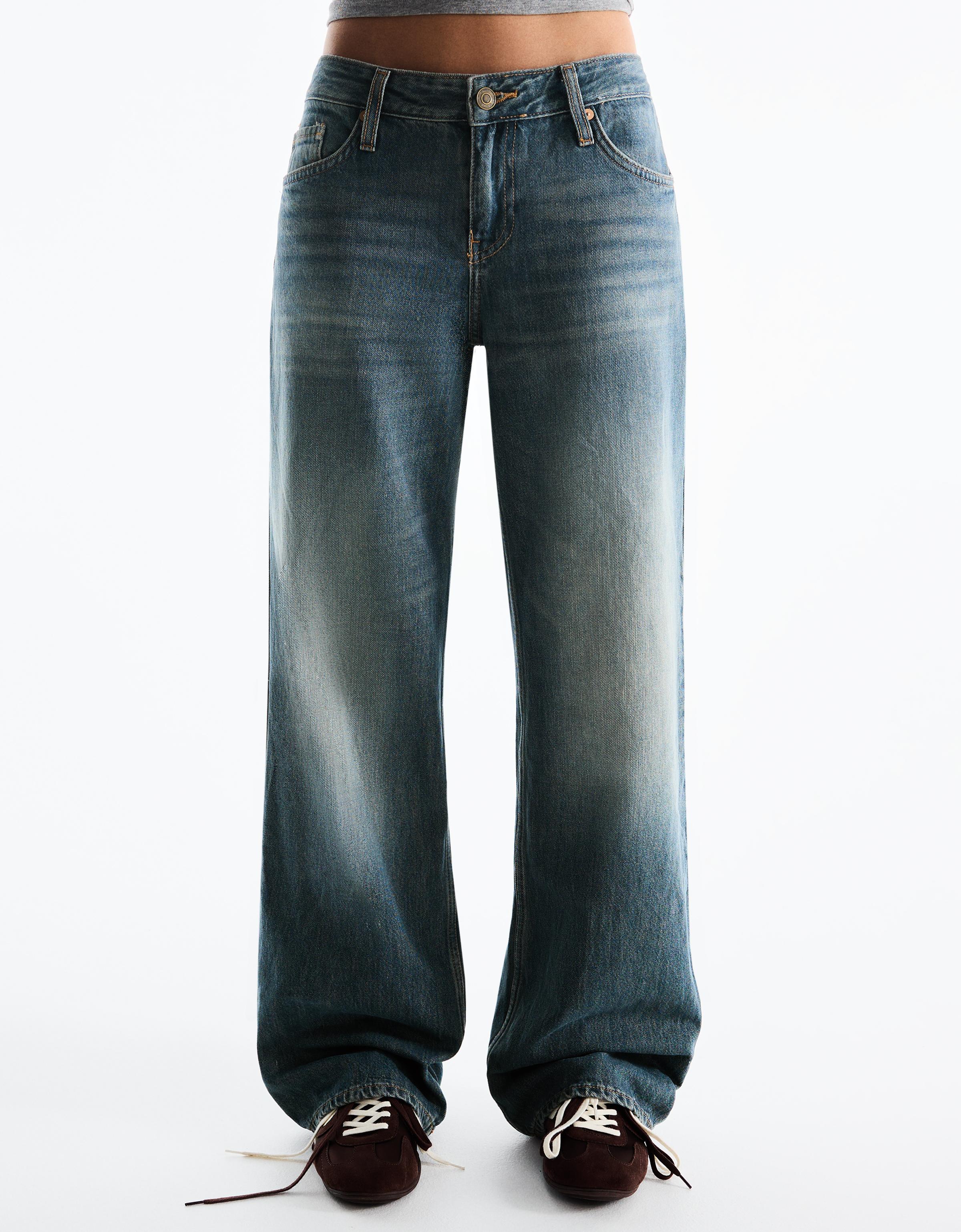 Bershka Düşük bel straight fit jean görsel 6