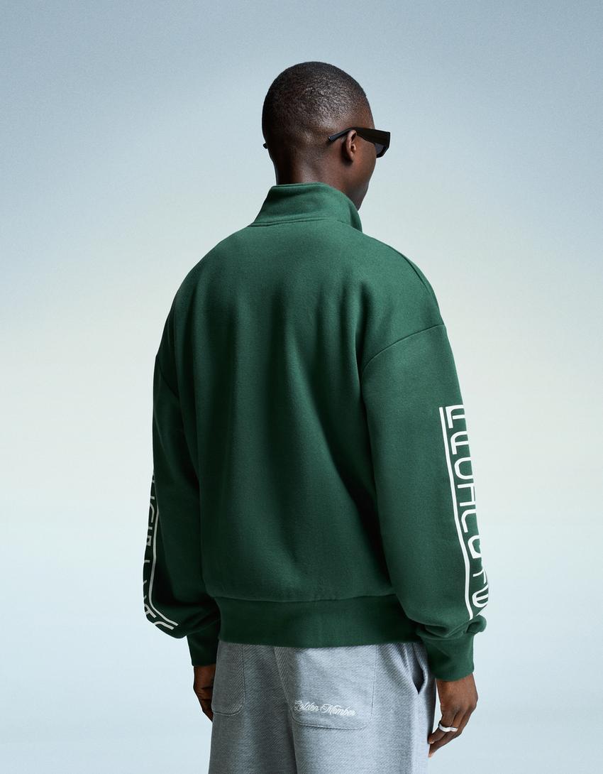 Sweat zippé imprimé-Vert-1
