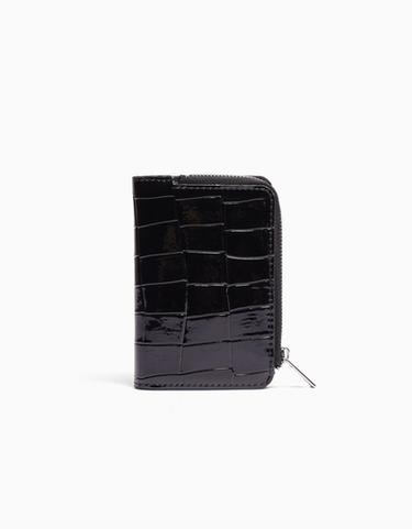 Animal print patent effect purse — Black 2