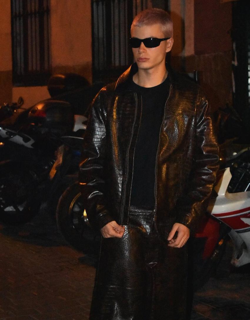 Leather effect jacket-Brown