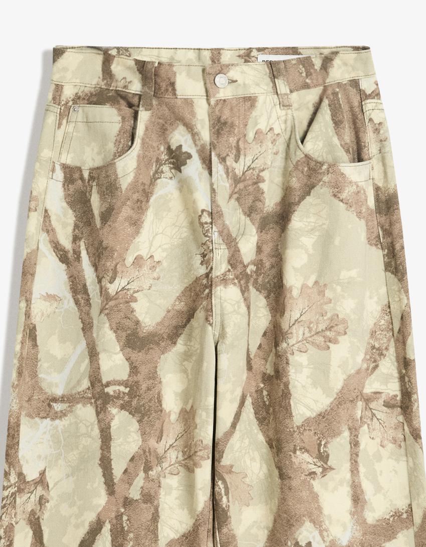 Jeans baggy print-Verde