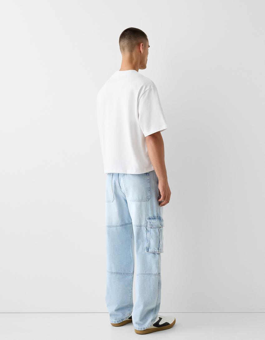 Jeans cargo baggy-Azul claro-2