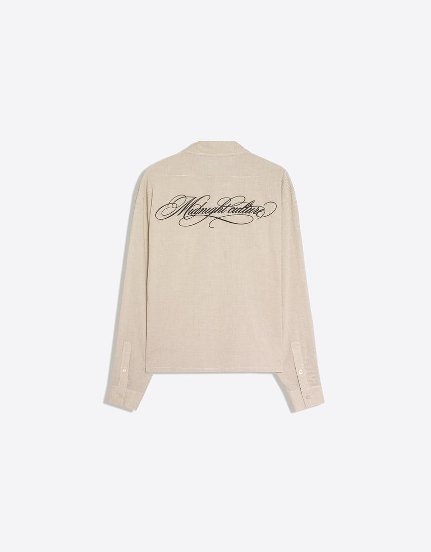Camisa manga larga cuadros print-Beige