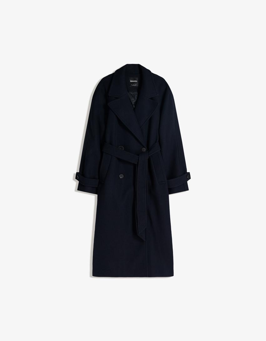Abrigo trench soft cinturón-Marino
