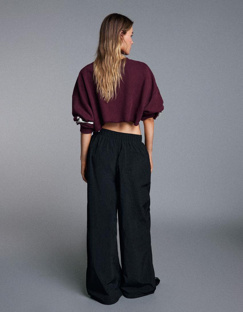 Technical parachute trousers-Black