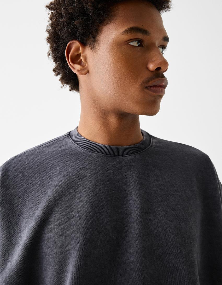 Washed-effect sweatshirt-Black