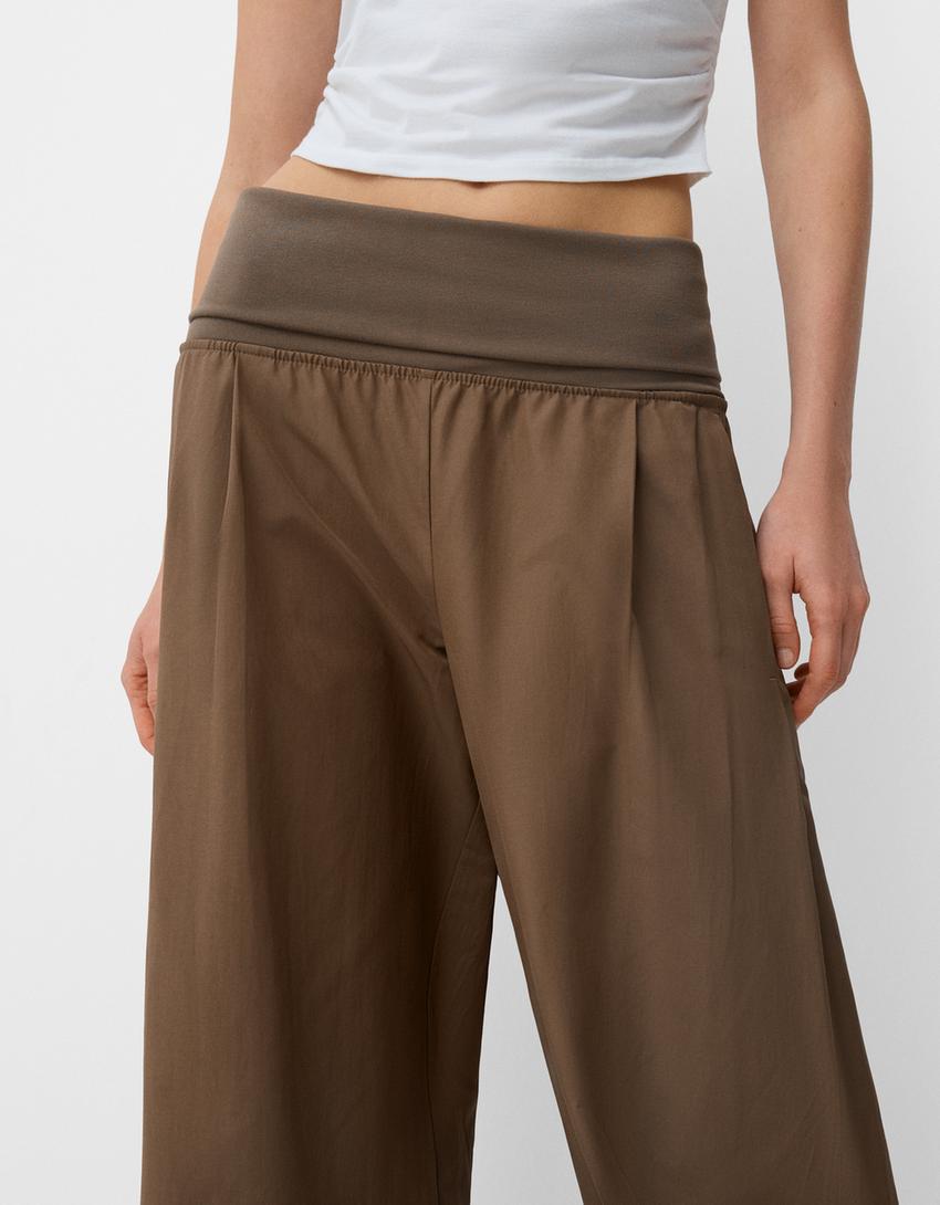 Wide-leg trousers with fold-over waist