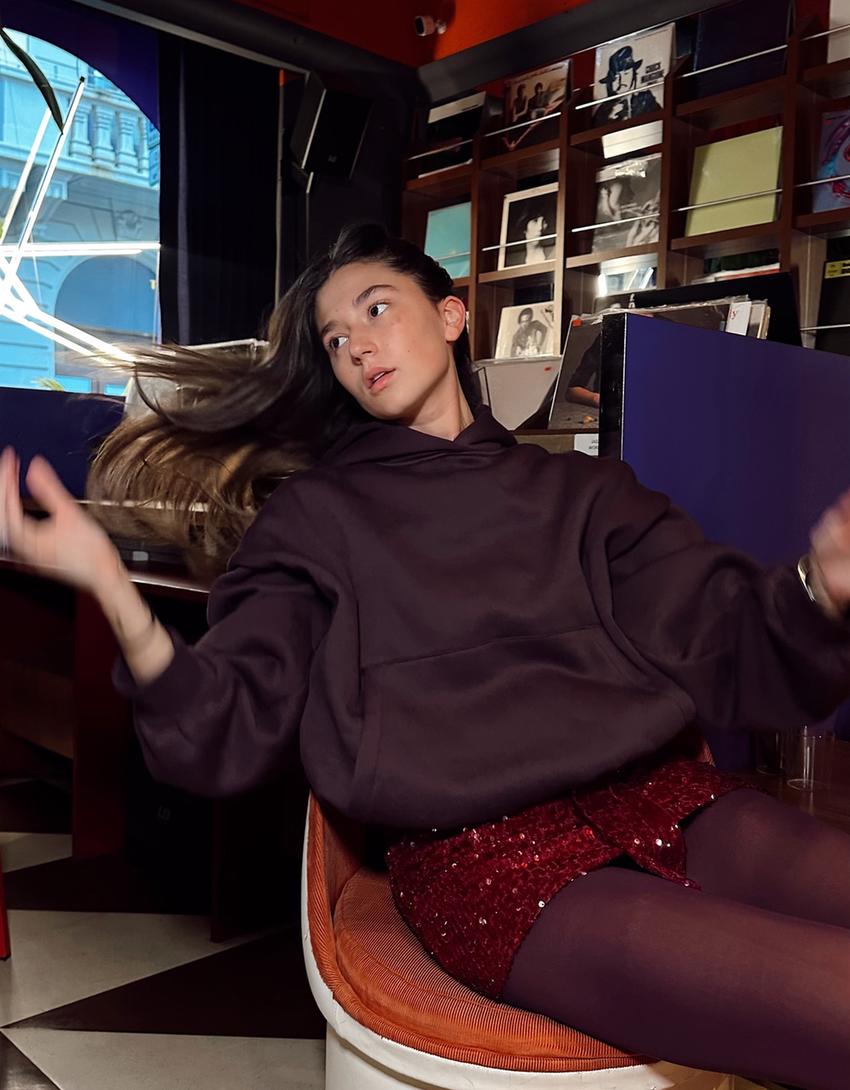 Gonna mini con paillette-Rosso