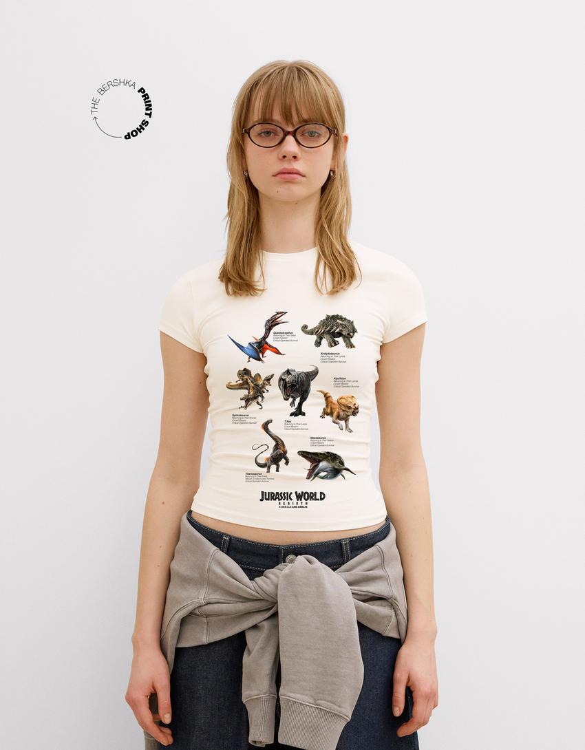 Jurassic World T-Shirt mit kurzen Ärmeln-Grbrochenes Weiss-1