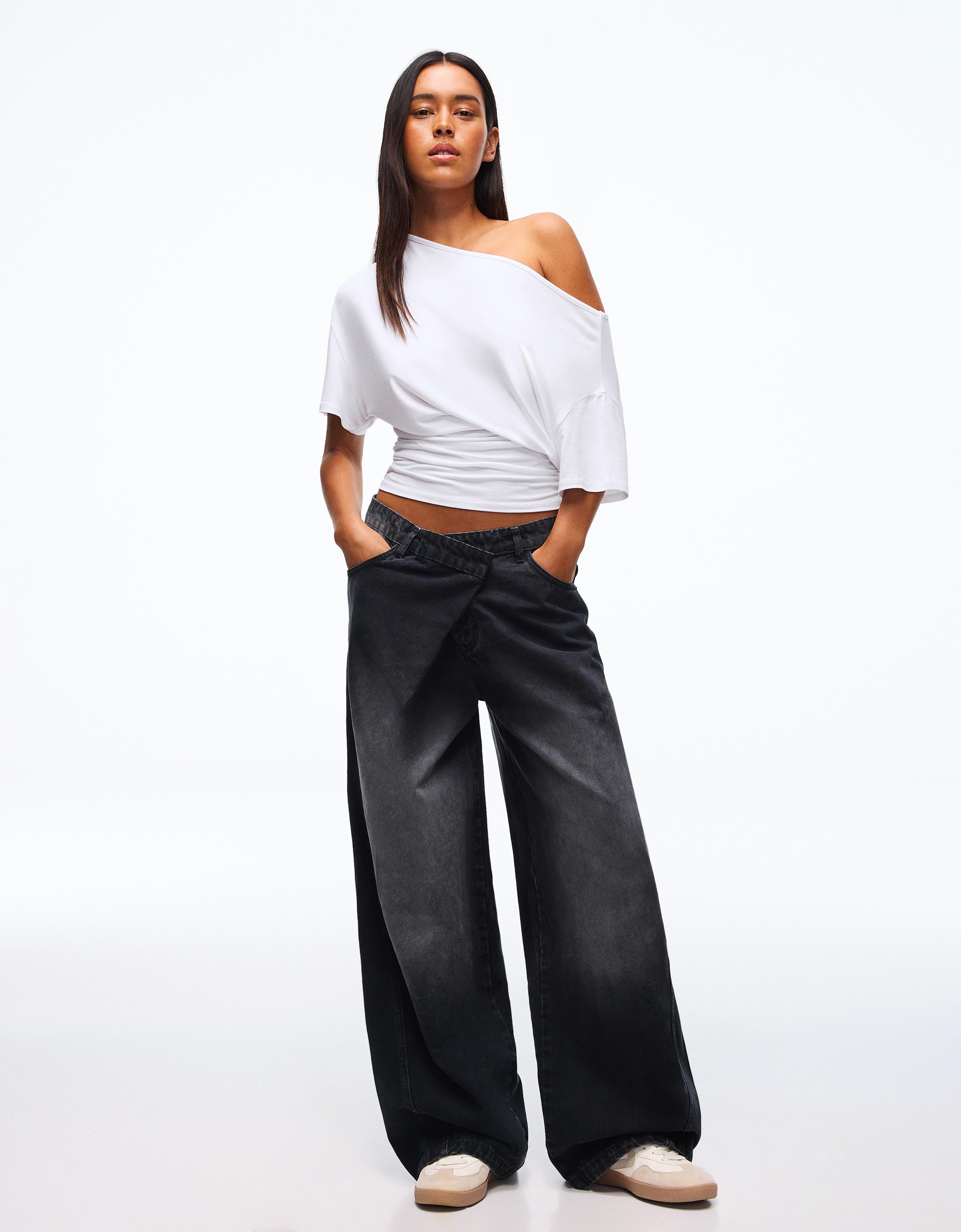 Asimetrik kısa kollu tişört - Görsel 25