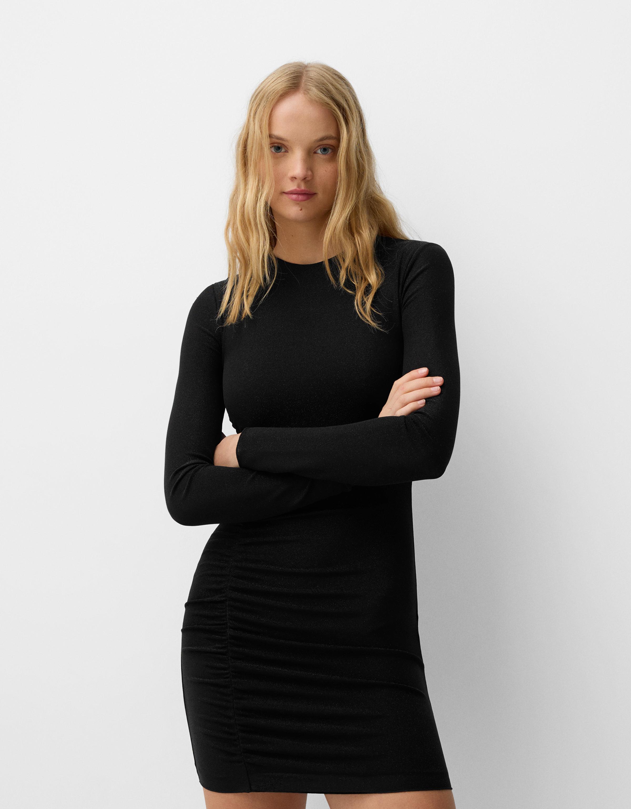 Bershka Minikleid Mit Langen Ärmeln Und Glitzer Damen M Schwarz