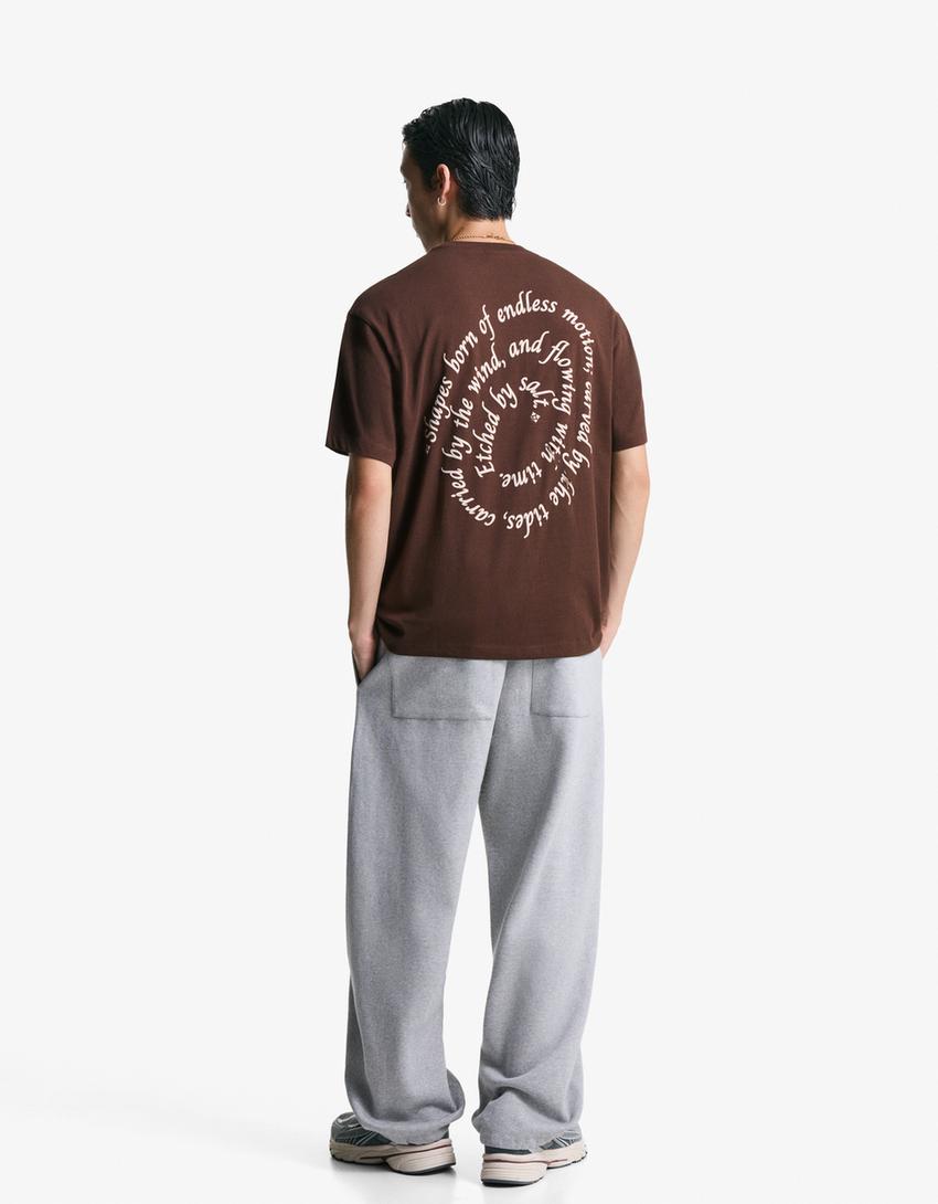 Camiseta manga corta print-Marrón-1