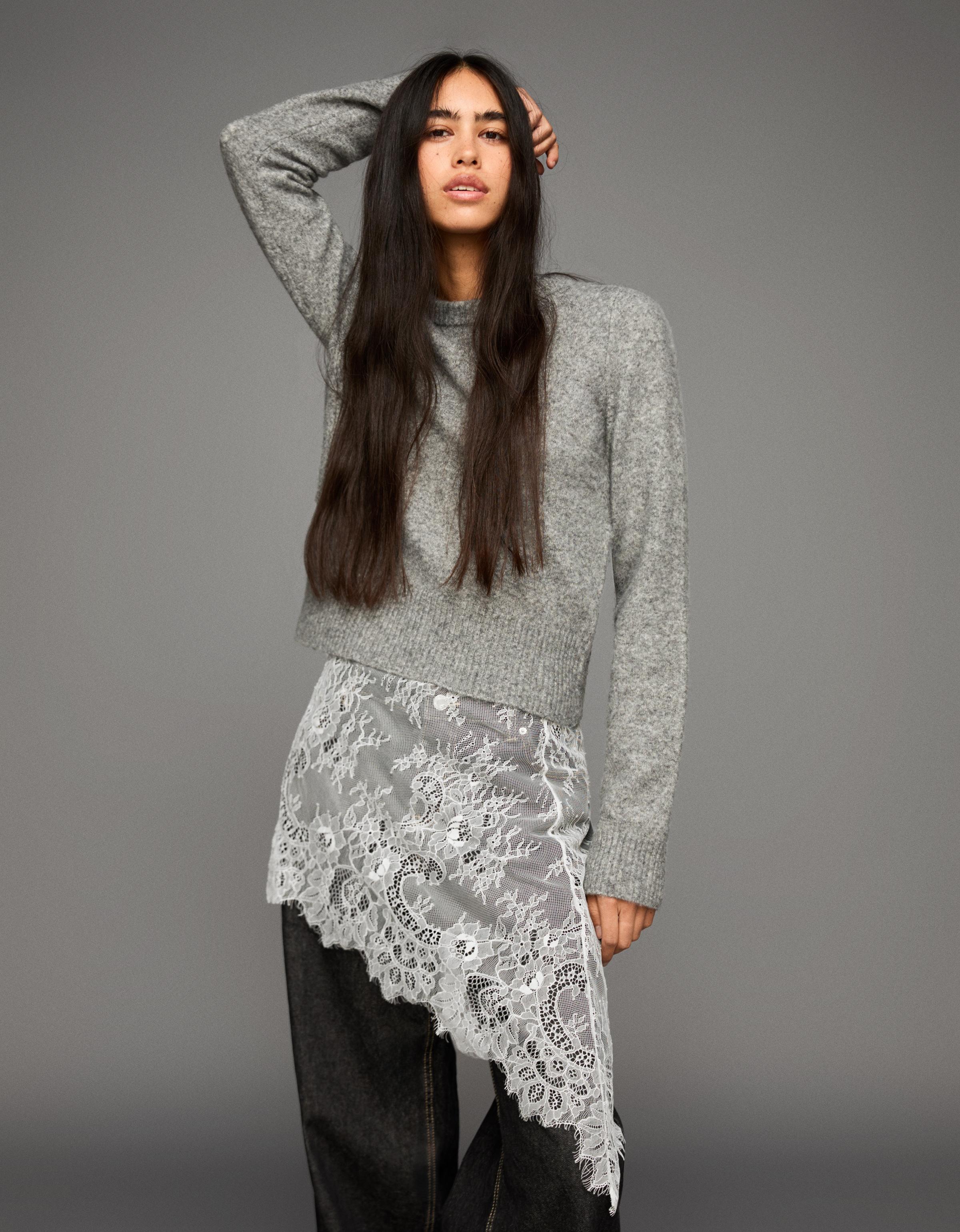 Bershka Pareo-Rock Aus Spitze Damen Weiss