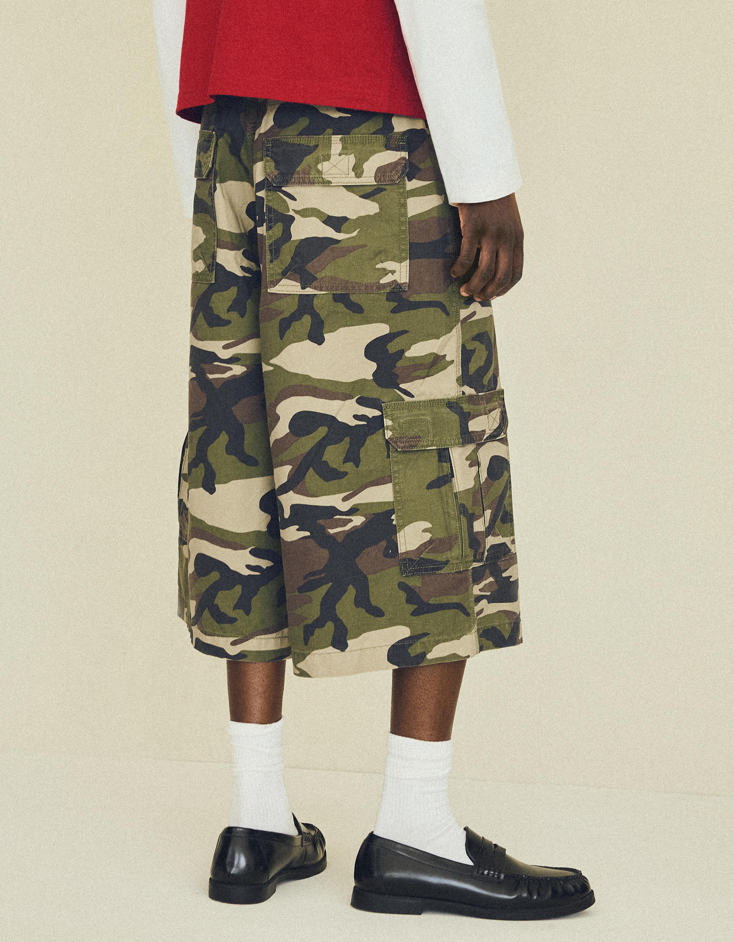 Barrel-leg jorts — Khaki