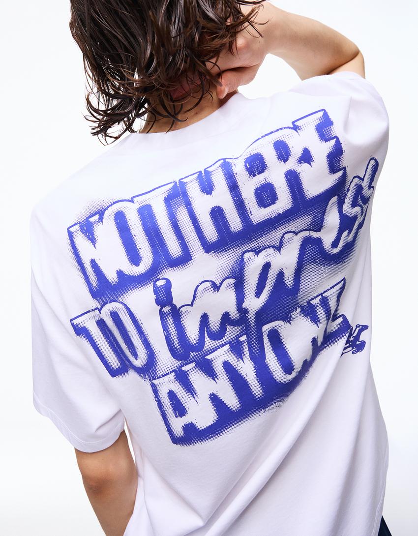 T-Shirt mit Print-Weiss