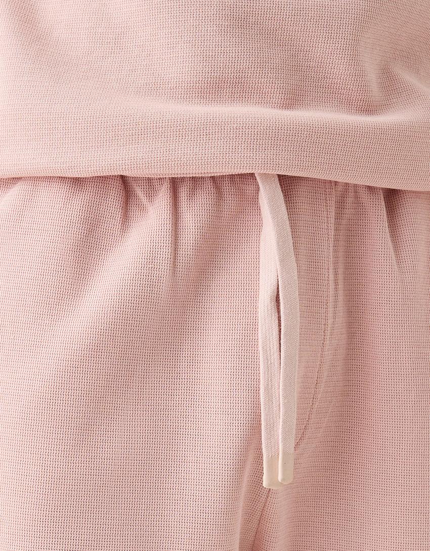 Bermuda relaxed fit molleton texturé-Rose-5