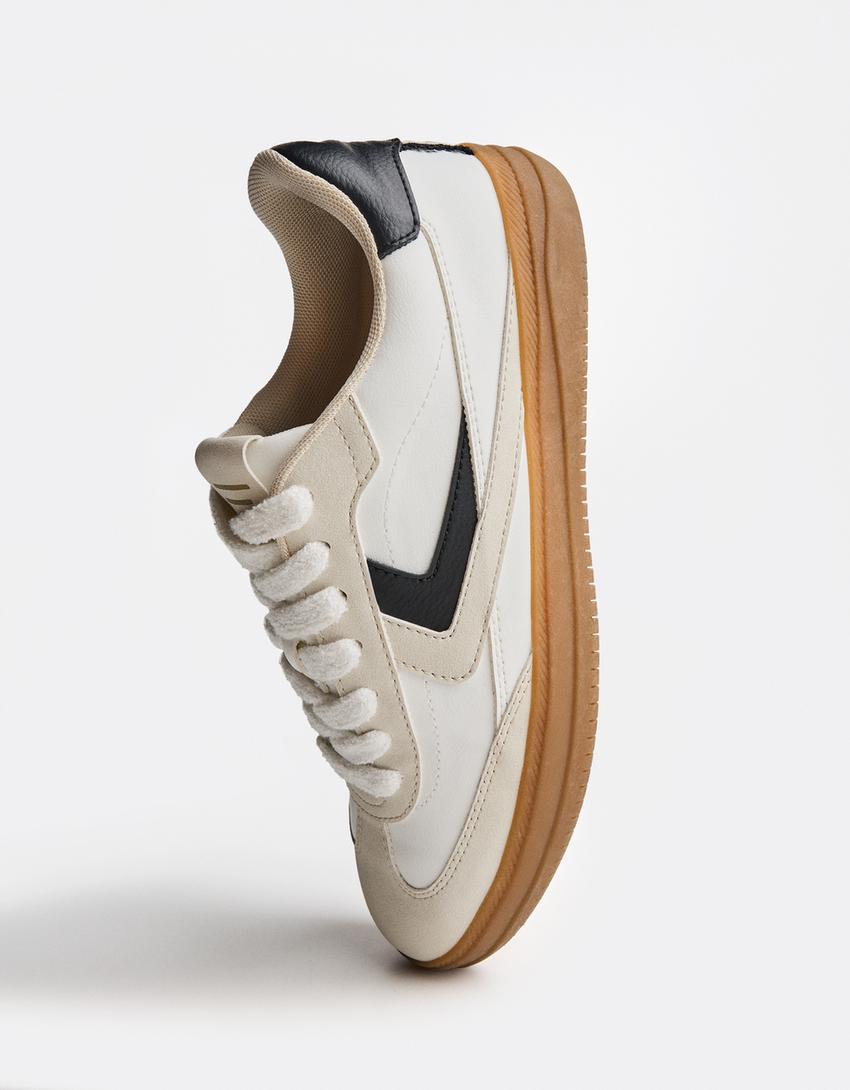 Retro trainers with lace detail-WHITE