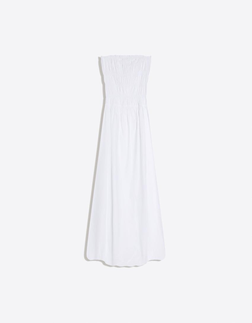 Robe maxi popeline-Blanc