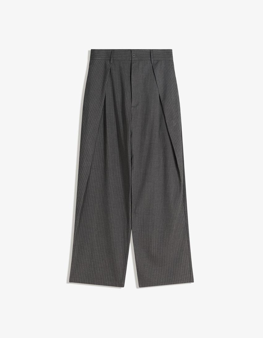 Superbaggy-Hose mit Nadelstreifen-Grau