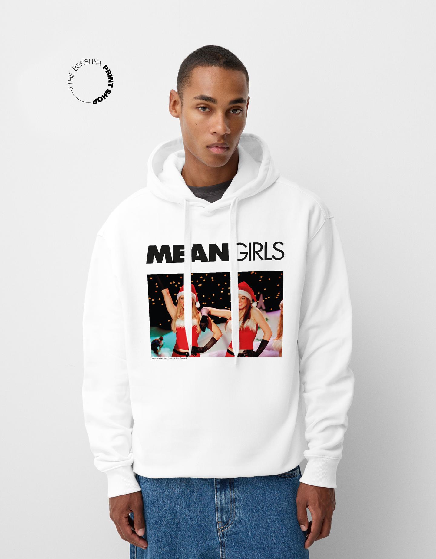 Bershka Bluza Oversize Mean Girls Mężczyzna M Biały