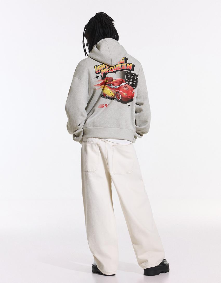 Cars print hoodie-Grey