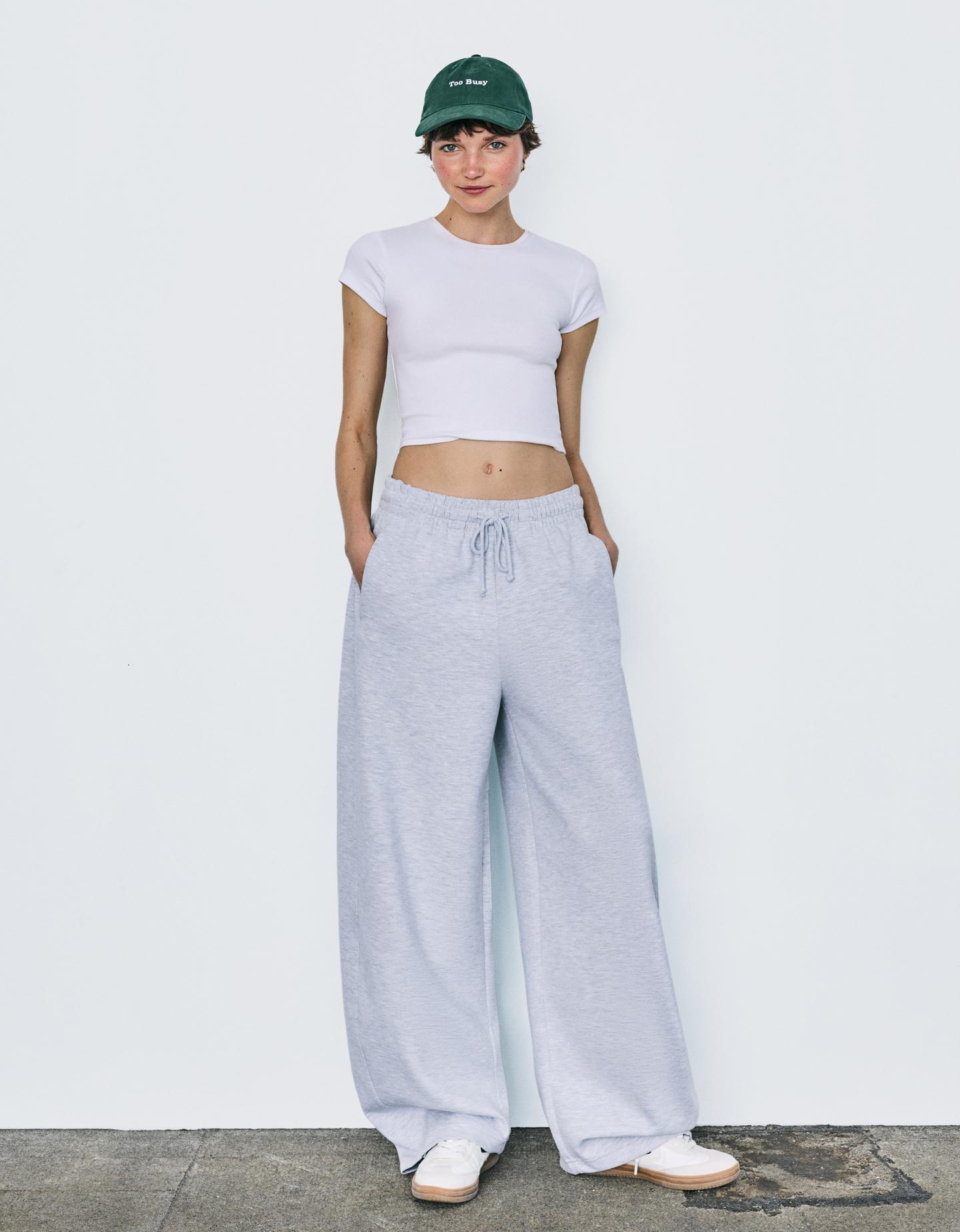 Bershka Spodnie Z Dzianiny Dresowej Kobieta Xl Szary