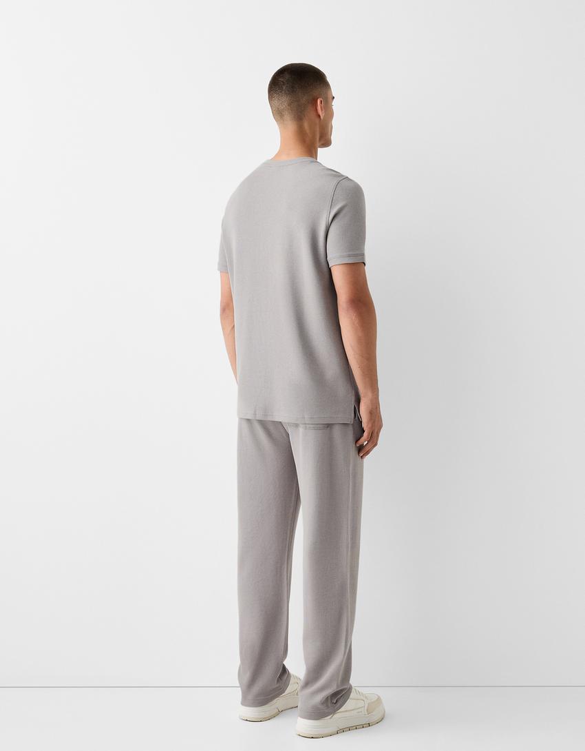 Textured wide-leg trousers-Grey-2