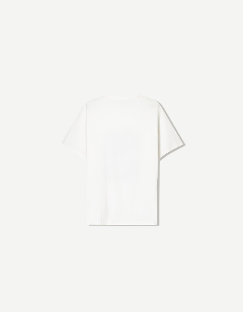 Tricou mânecă scurtă print-Alb-5
