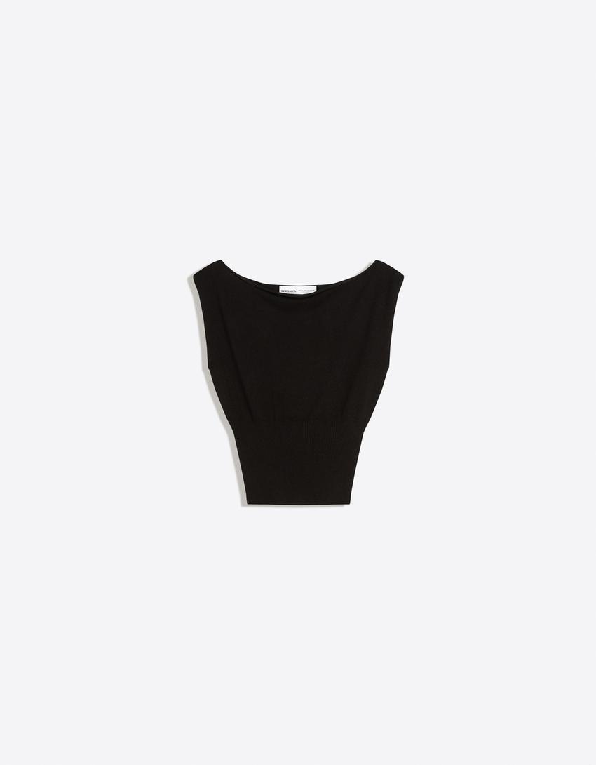 Boat neck top-Black