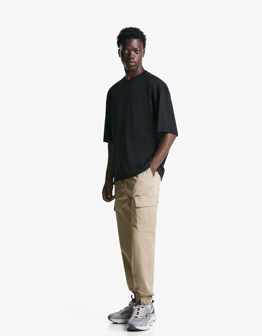 Cargo jogger trousers-Camel