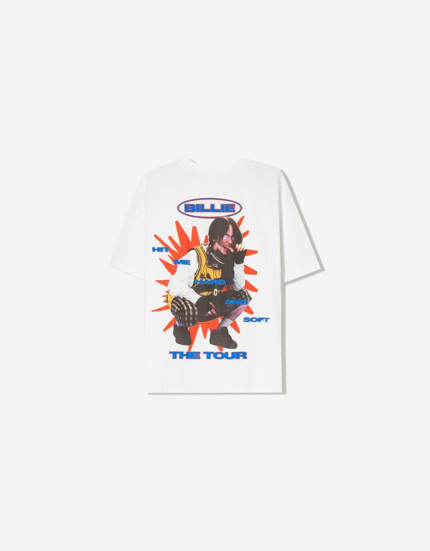 T-shirt manches courtes imprimé Billie Eilish-Blanc cassé-5