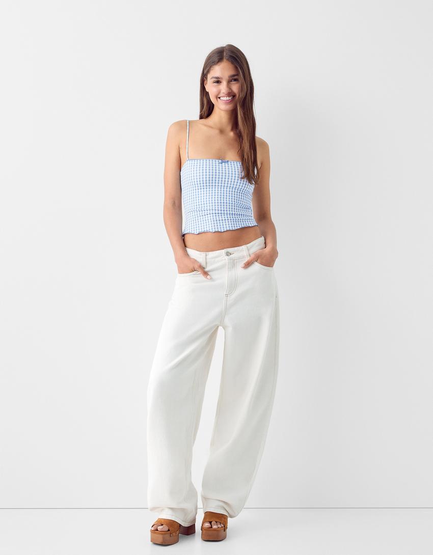 توب بحمالات وطبعة حيوانية وتفصيل عقدة-أزرق فاتح-3