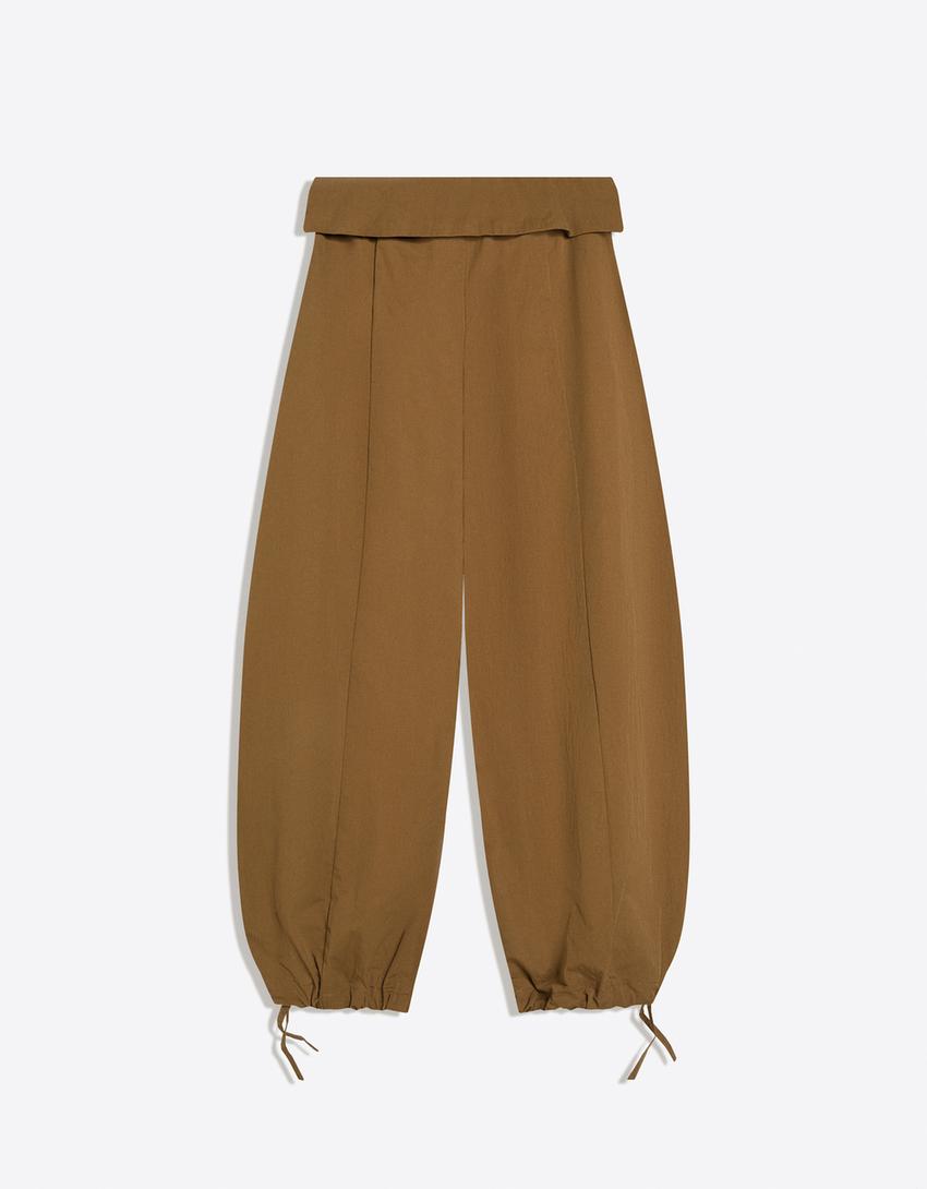 Calça com bainha dobrada-Verde