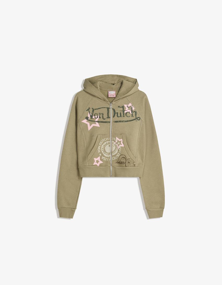 Sweat Von Dutch zippé imprimé-Kaki-3