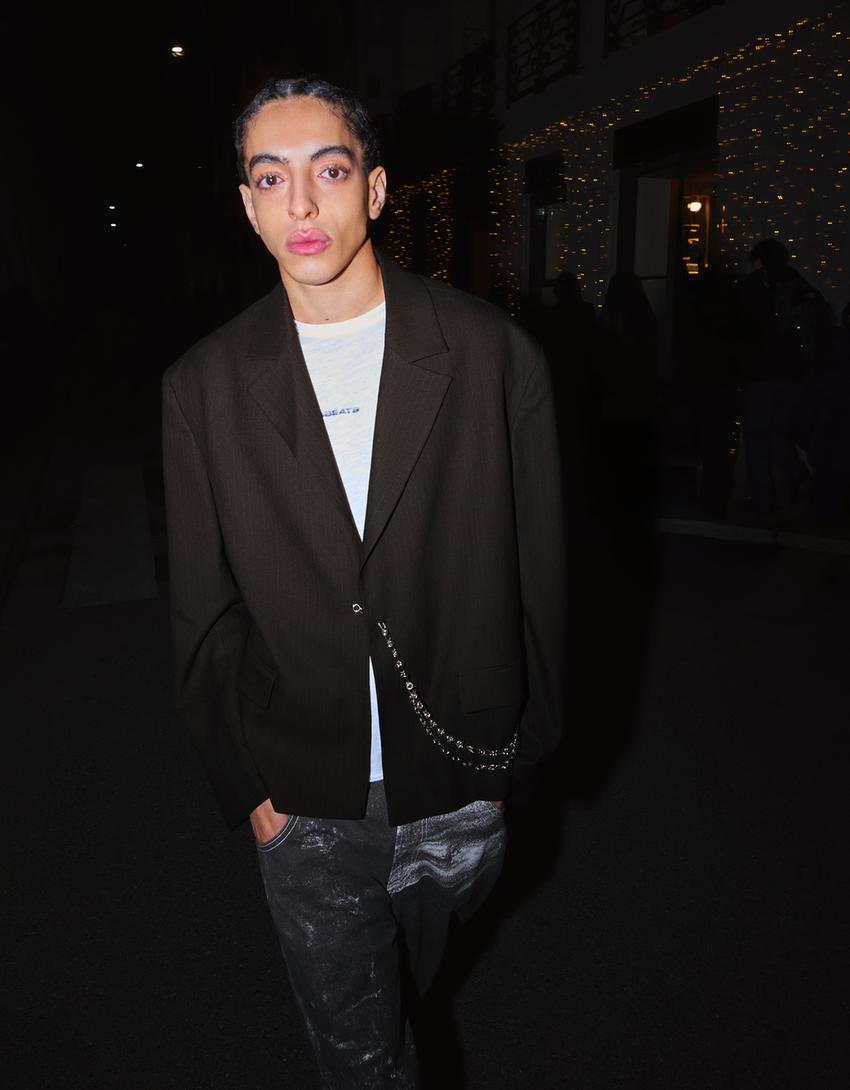 Blazer tailored fit cadena-Negre