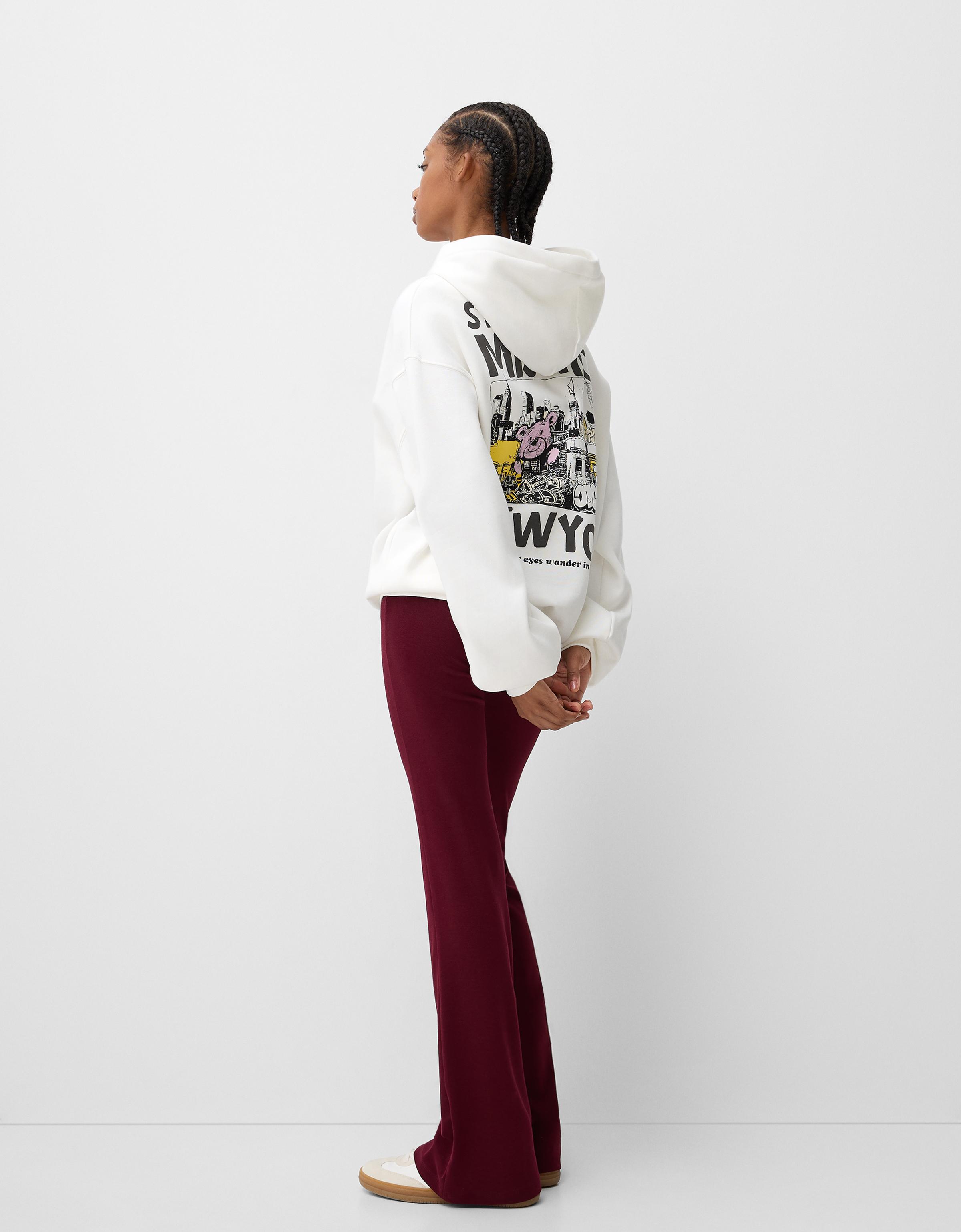 Oversize printed hoodie Women Bershka