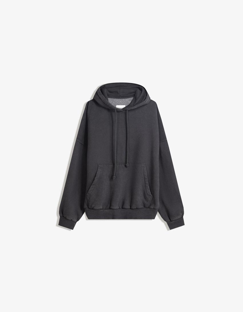 Bluza oversize z kapturem-Ciemnoszary-3
