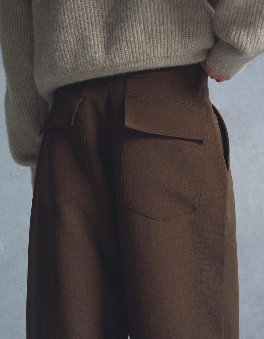 Pantalon super baggy tailoring-Marron