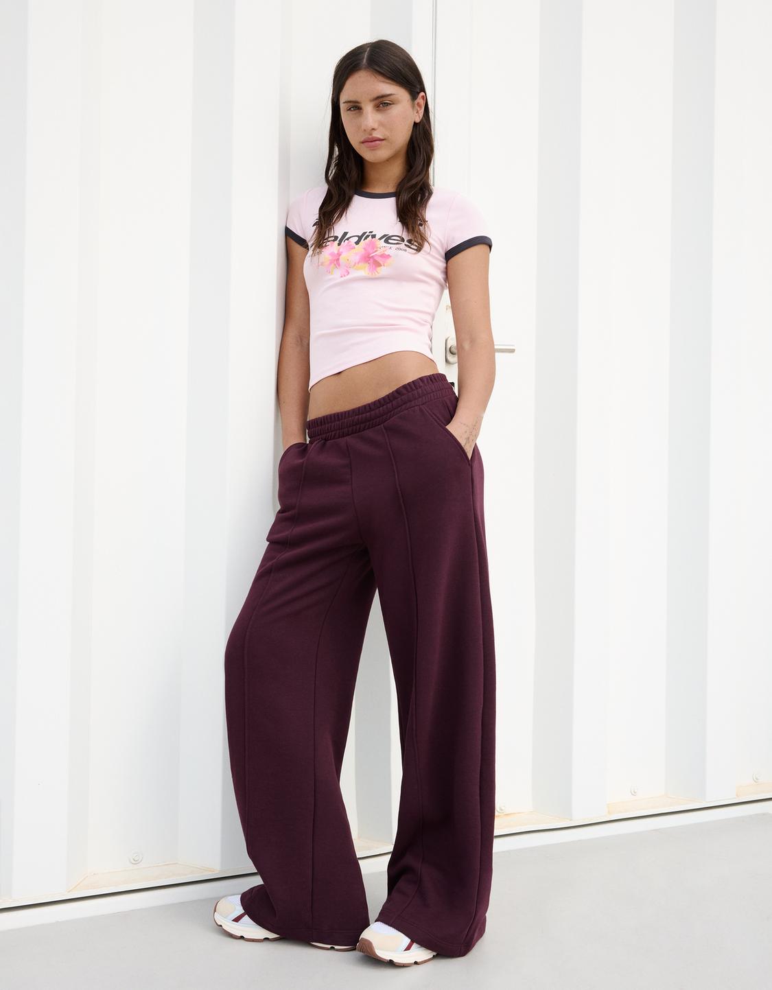 Wide Leg Hose aus Plüsch