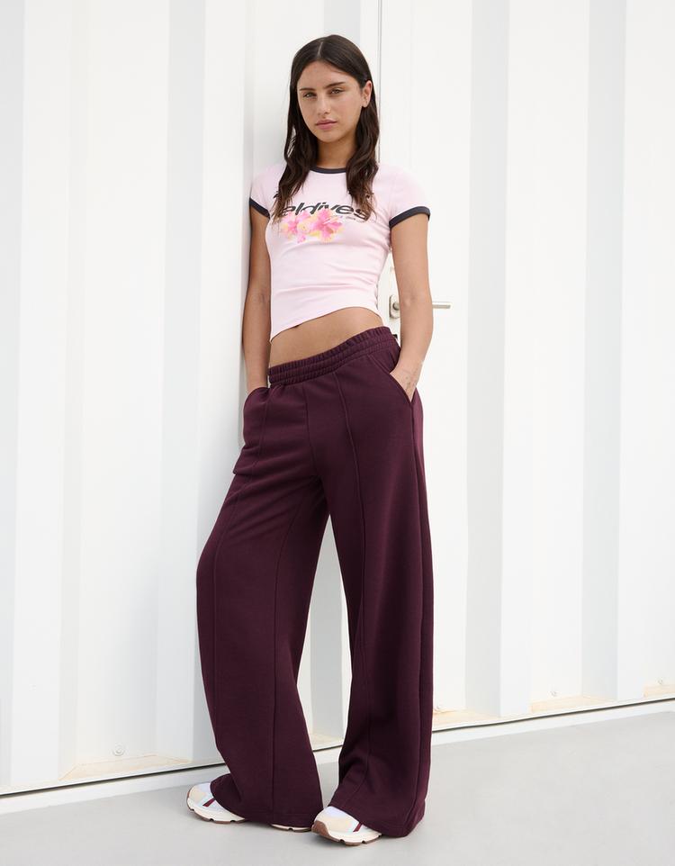 Pantalón felpa wide leg