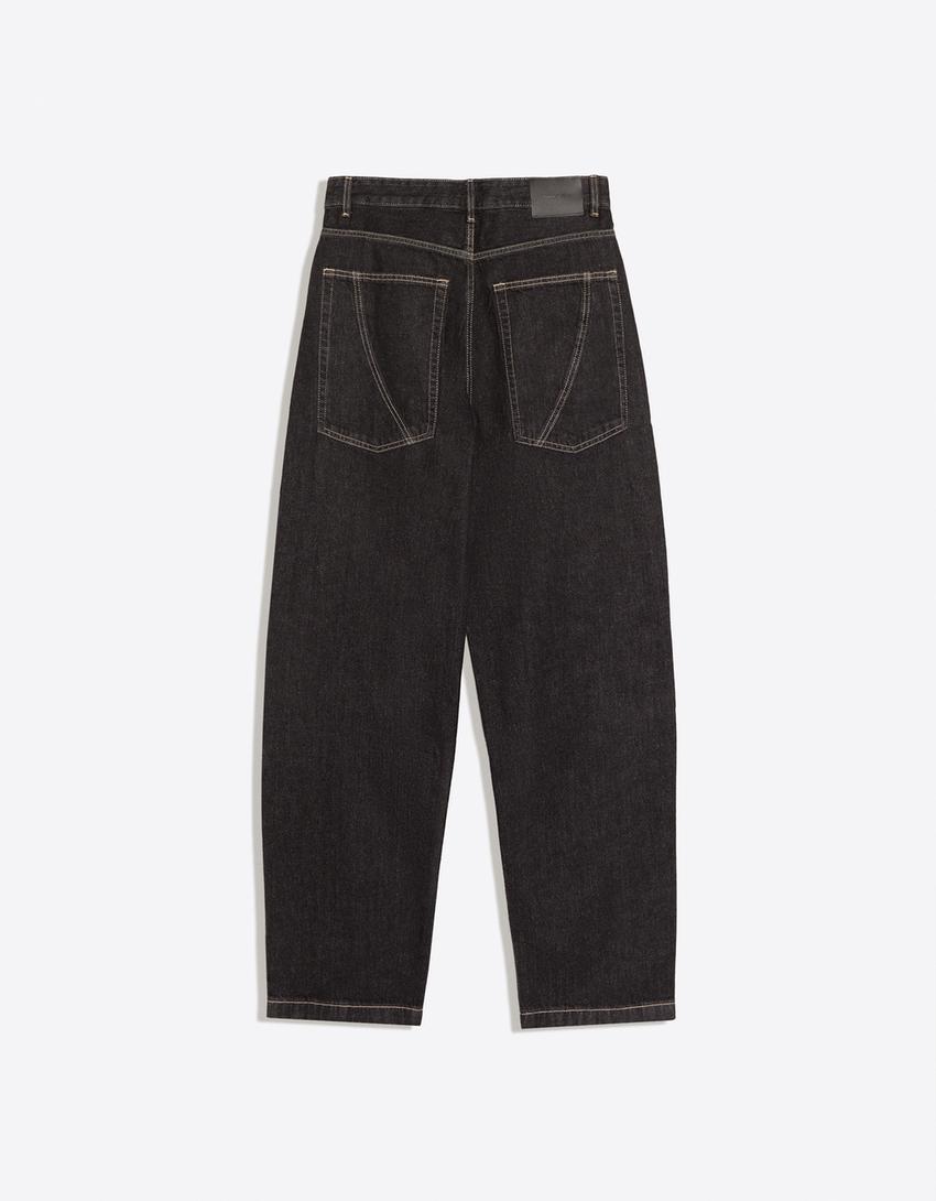 Jeans balloon costura-Negro