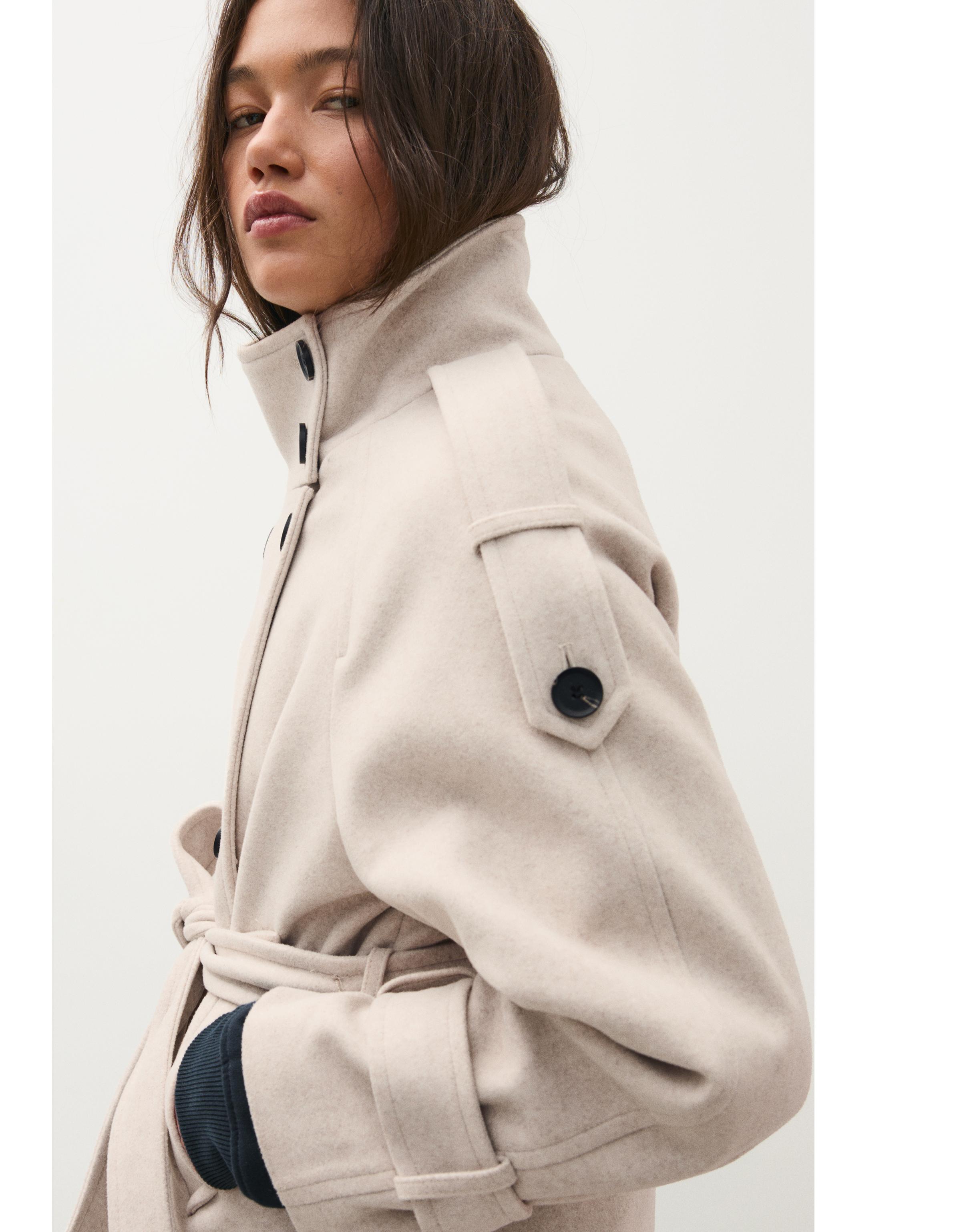 Funnel neck trench jacket — Beige
