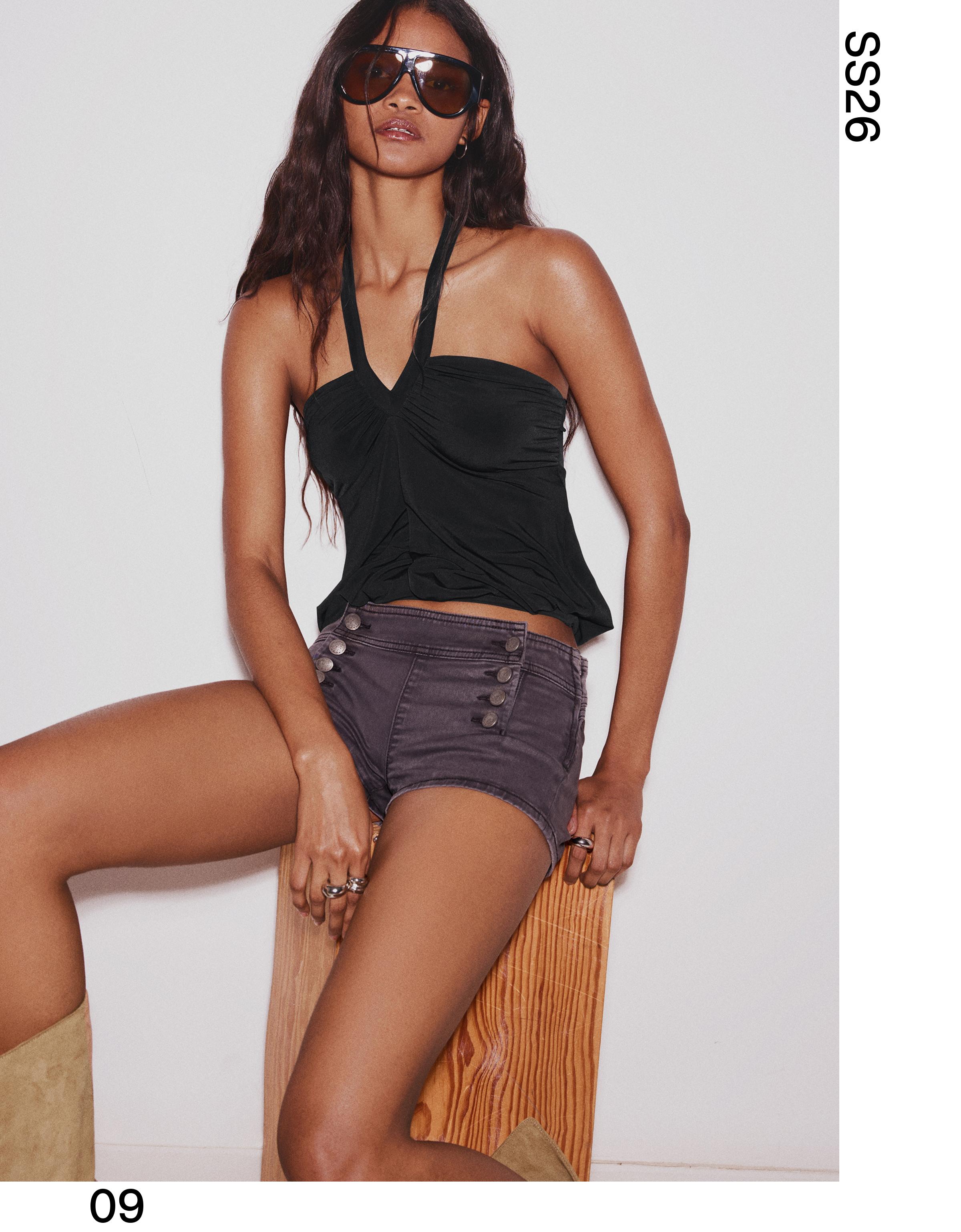 Halter peplum top — Black