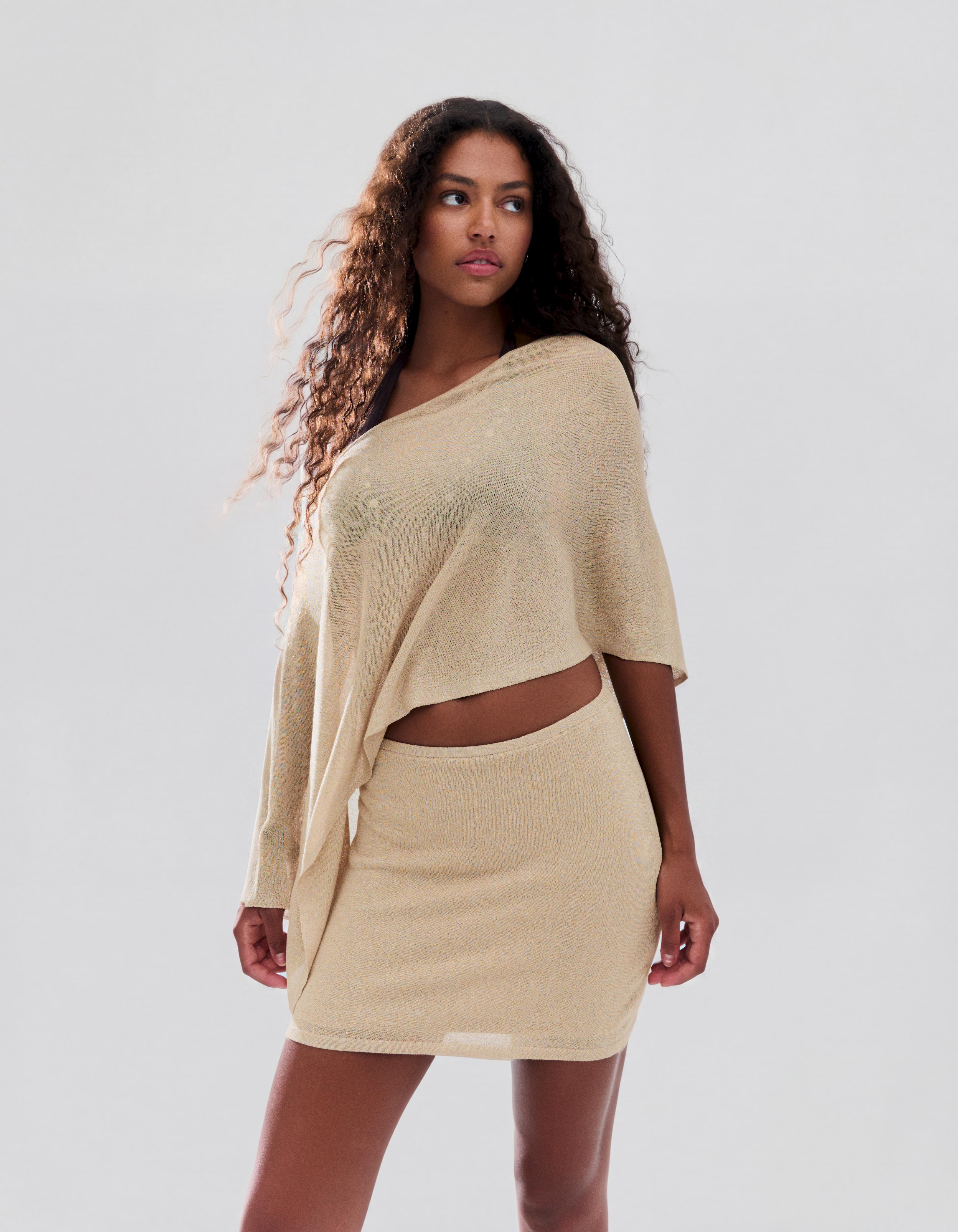 Metallic thread mini skirt