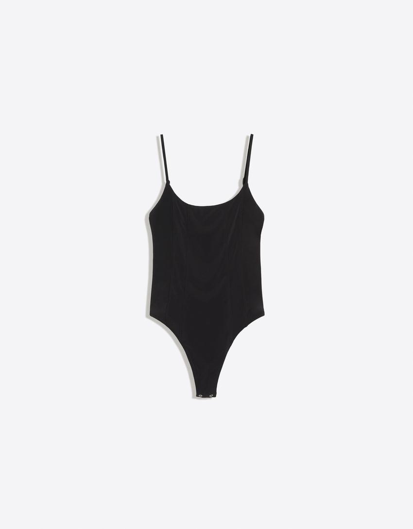Body tirantes tiras espalda-Negro