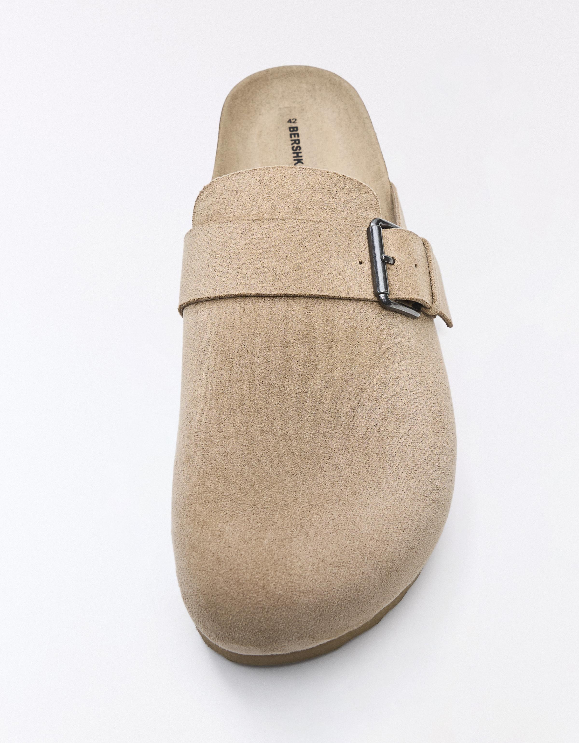 Clogs with buckle detail — TAUPE